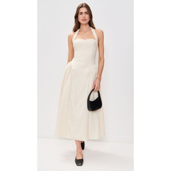 Line & Dot Greta Halter Maxi Dress in cream size S NWOT $173 - Picture 1 of 8